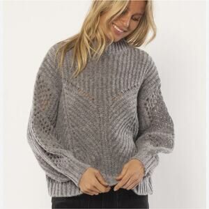 Amuse Society gray bell sleeve open knit sweater